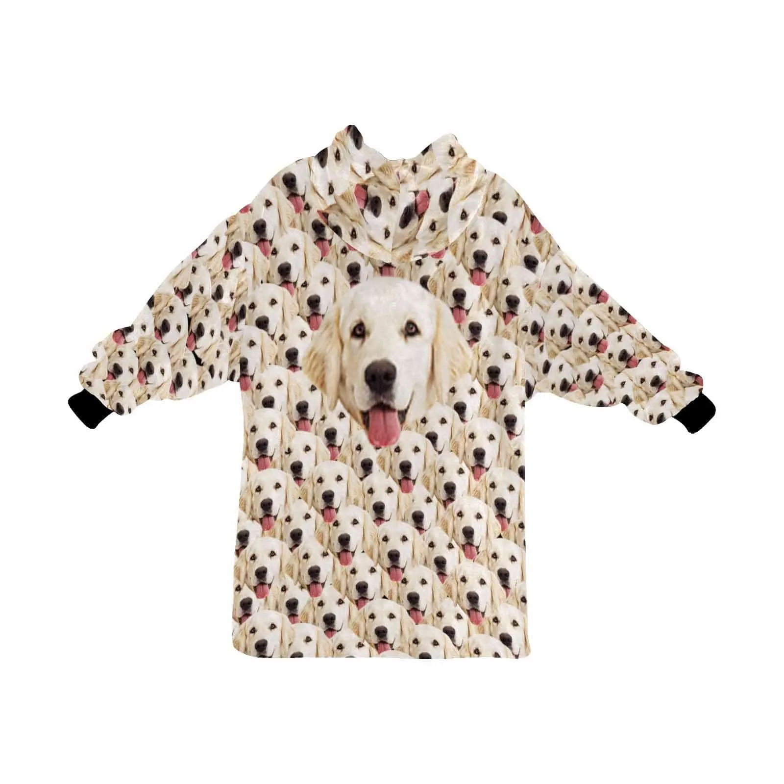 Custom Dog's Face Seamless Hooded Pajama Fleece Loungewear