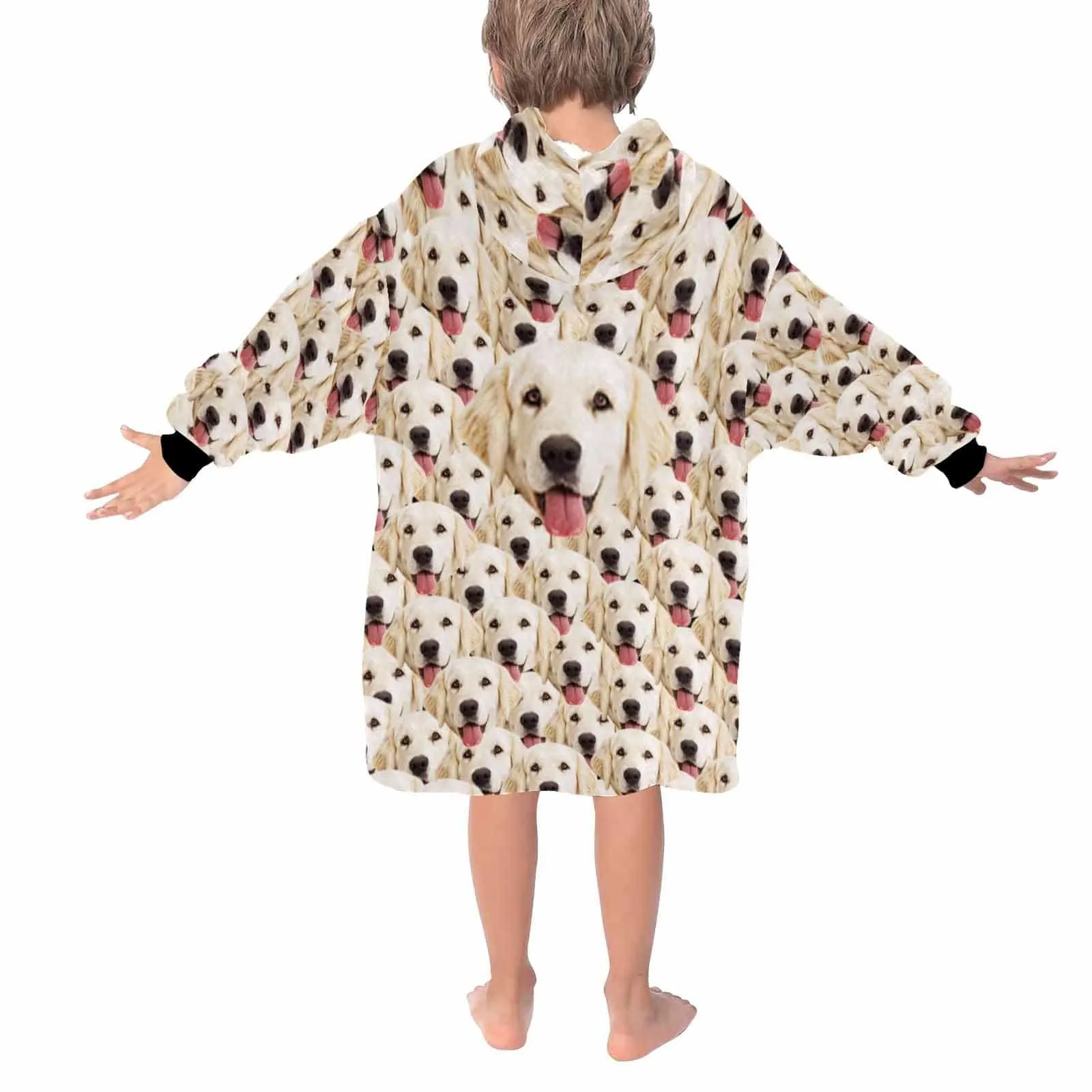 Custom Dog's Face Seamless Hooded Pajama Fleece Loungewear