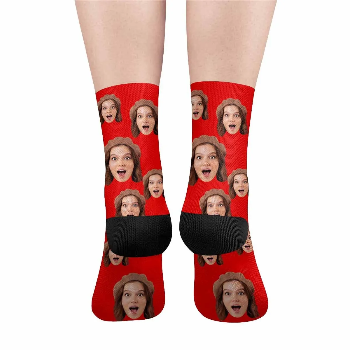 Custom Face Red Simple Socks