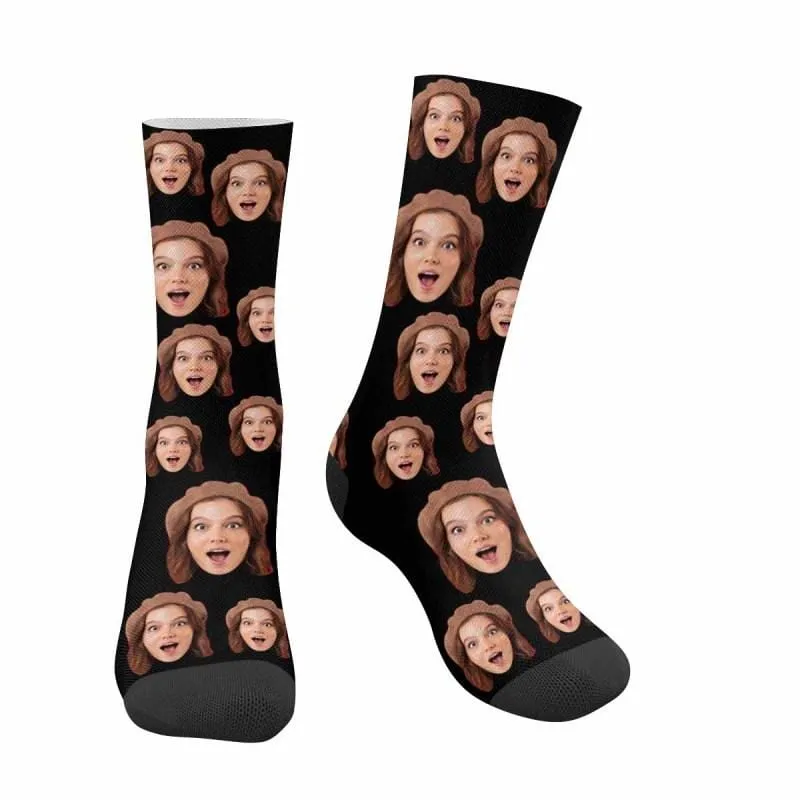 Custom Face Red Simple Socks