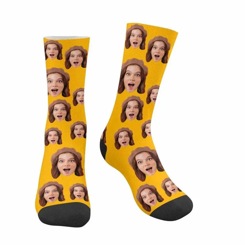 Custom Face Red Simple Socks