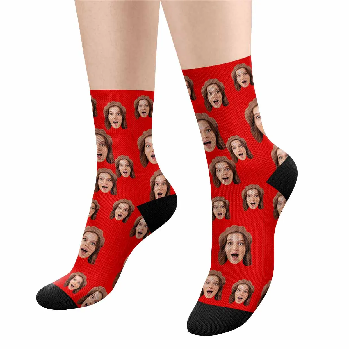 Custom Face Red Simple Socks