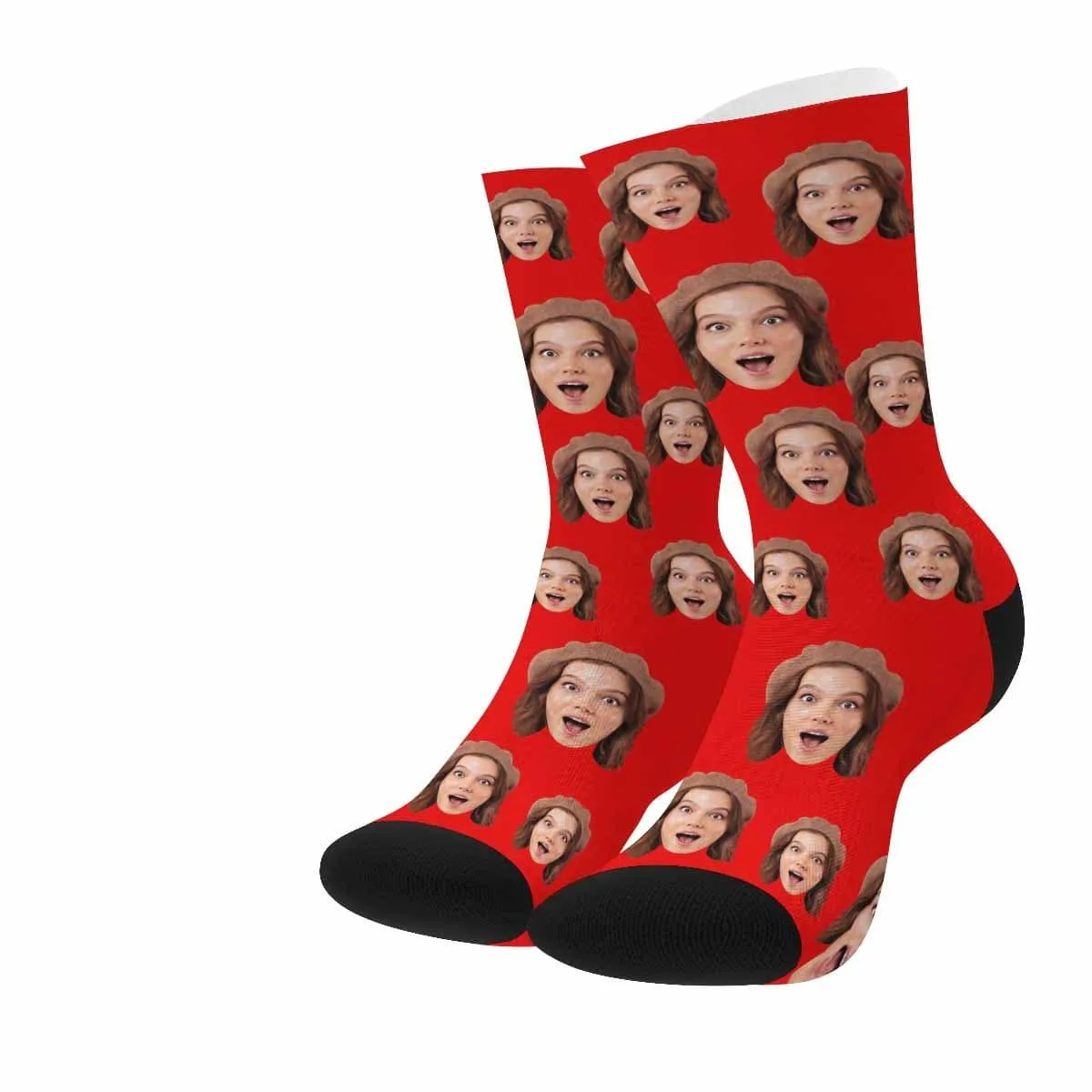Custom Face Red Simple Socks