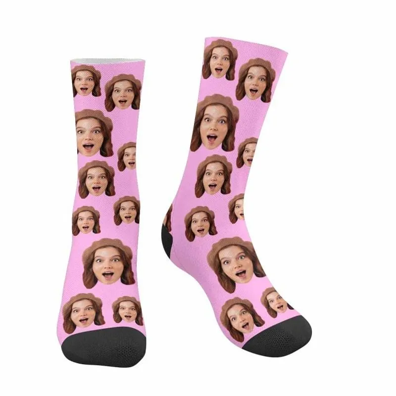 Custom Face Red Simple Socks