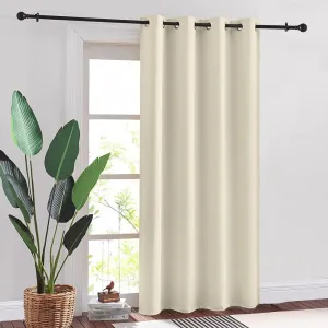 Faux Silk Blackout Curtains, For Door and Window, Pack Of 2 Curtains - Beige