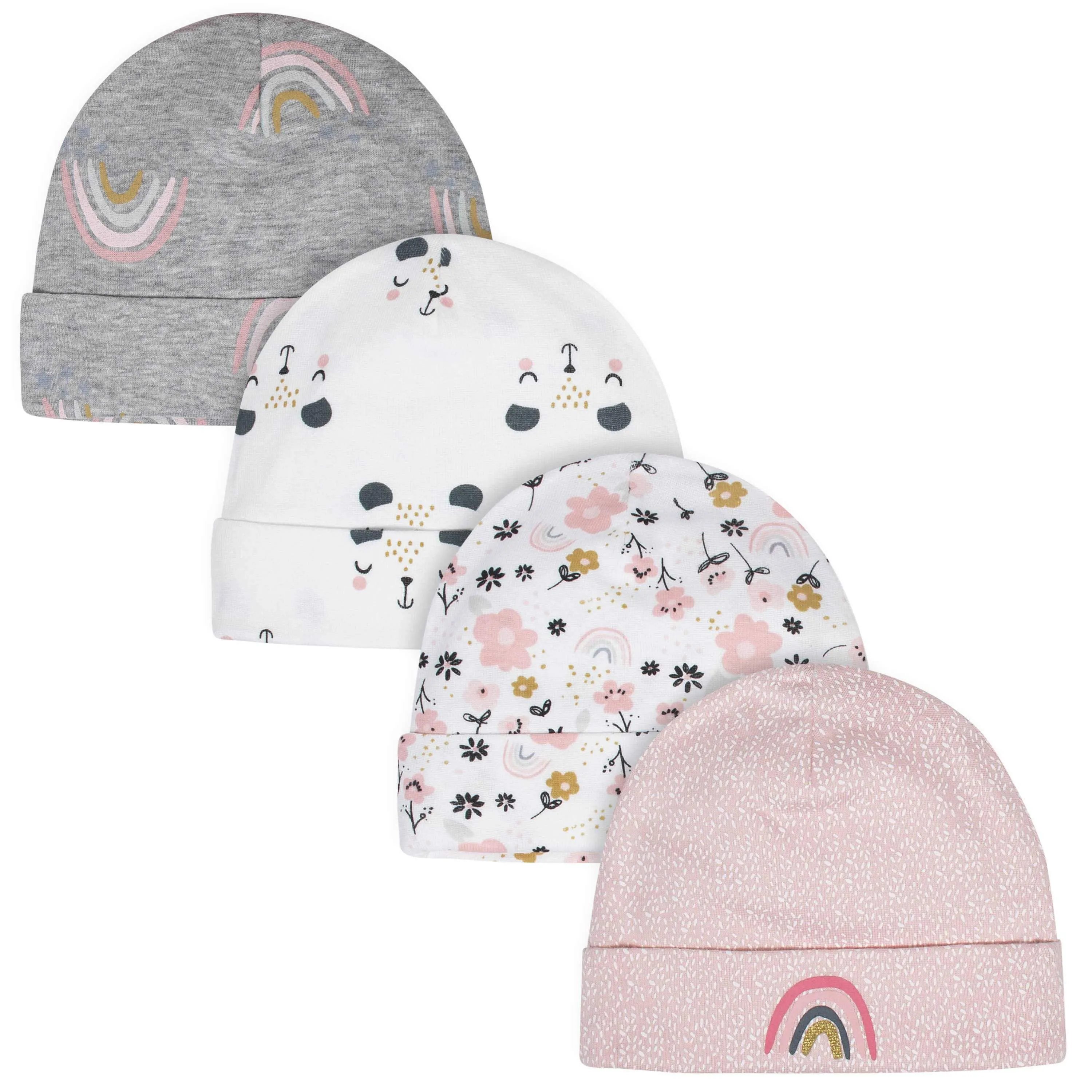 Gerber® 4-Pack Baby Girls Bear Caps