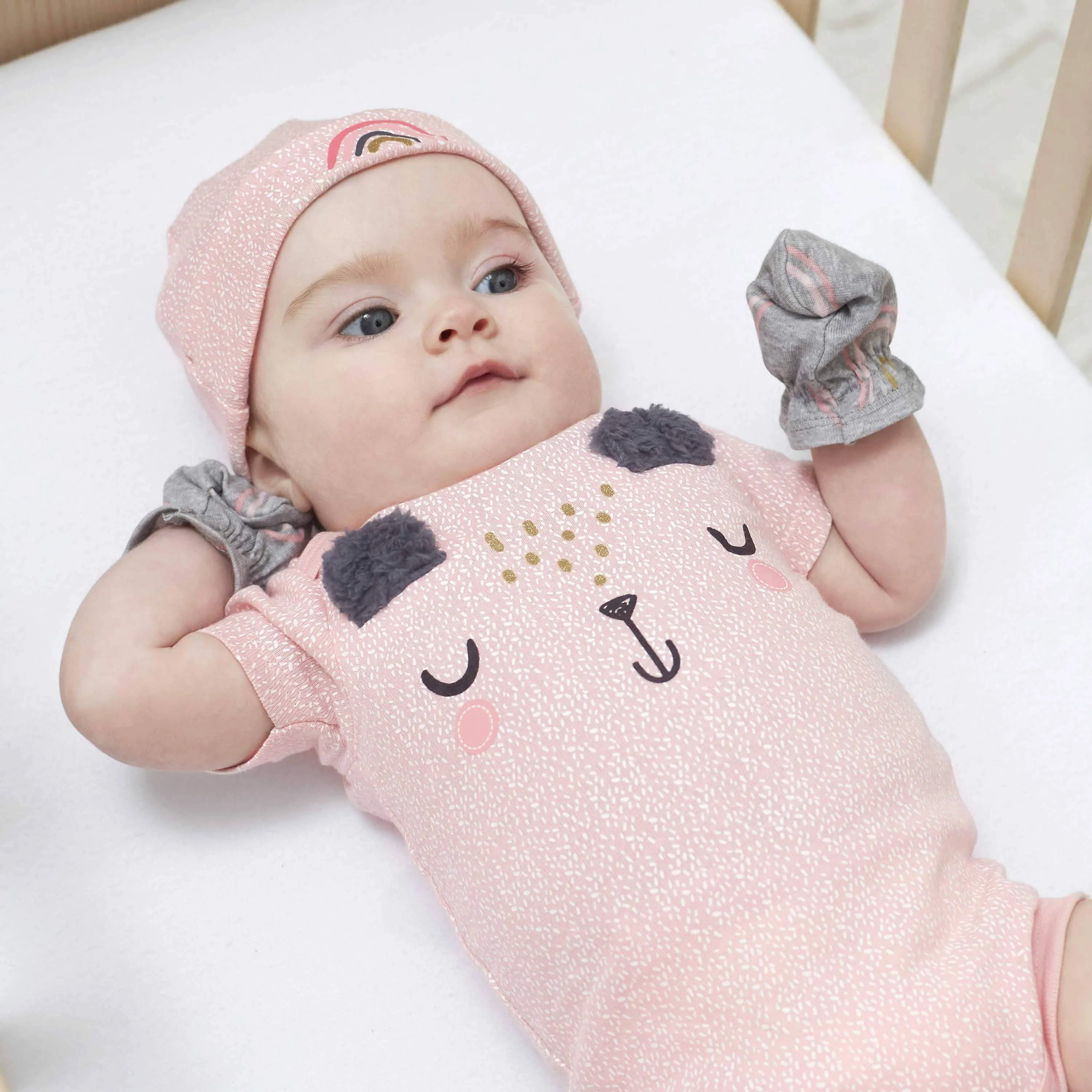 Gerber® 4-Pack Baby Girls Bear Caps