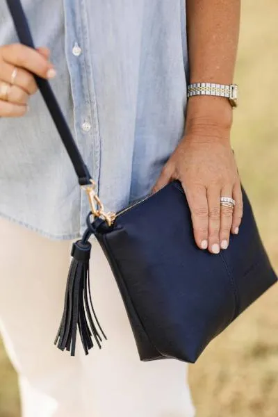 KASEY CROSSBODY BAG NAVY STRIPE GUITAR STRAP