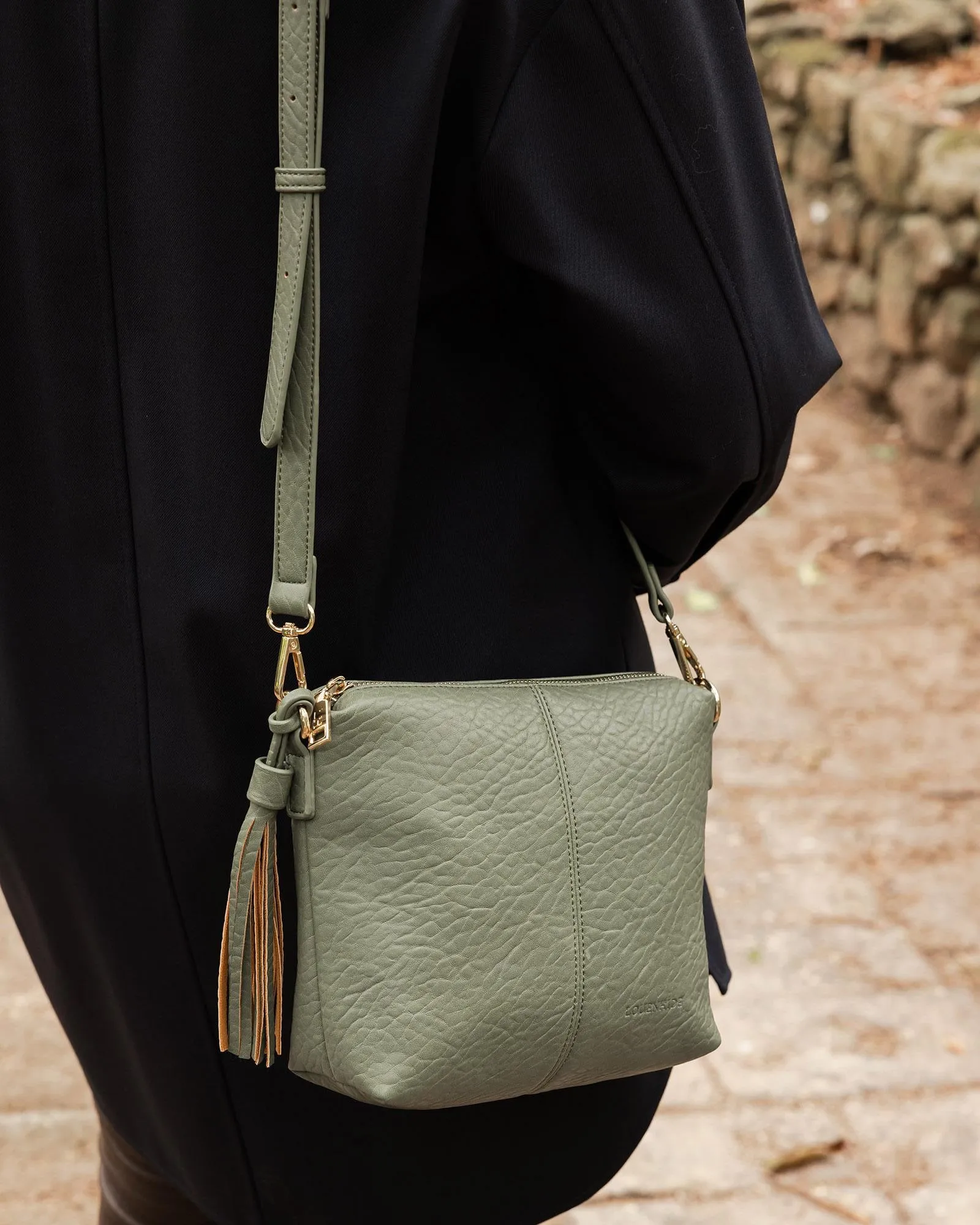 Kasey Textured Crossbody Bag Light Khaki