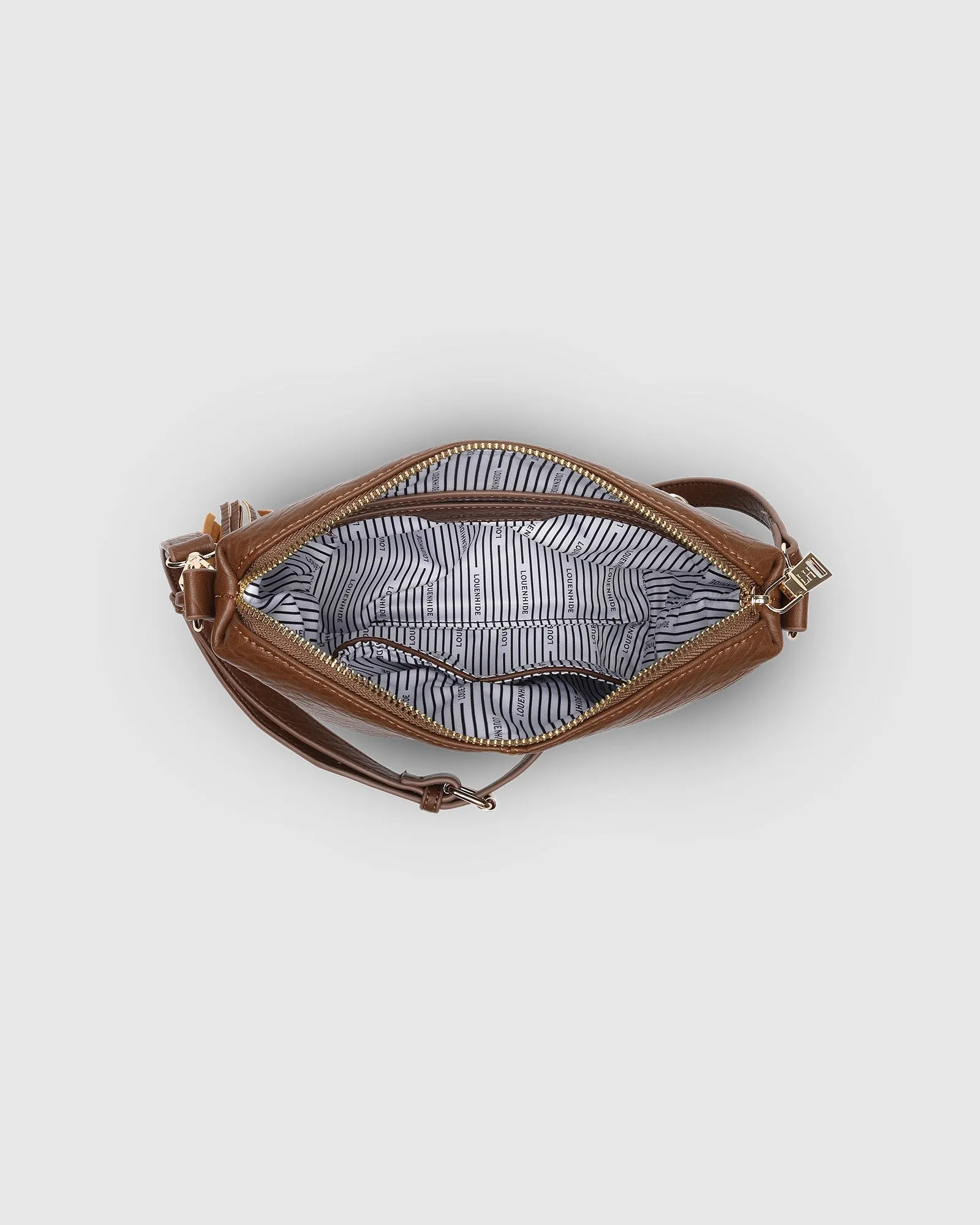 KASEY TEXTURED CROSSBODY BAG WITH LOGO STRAP COCOA