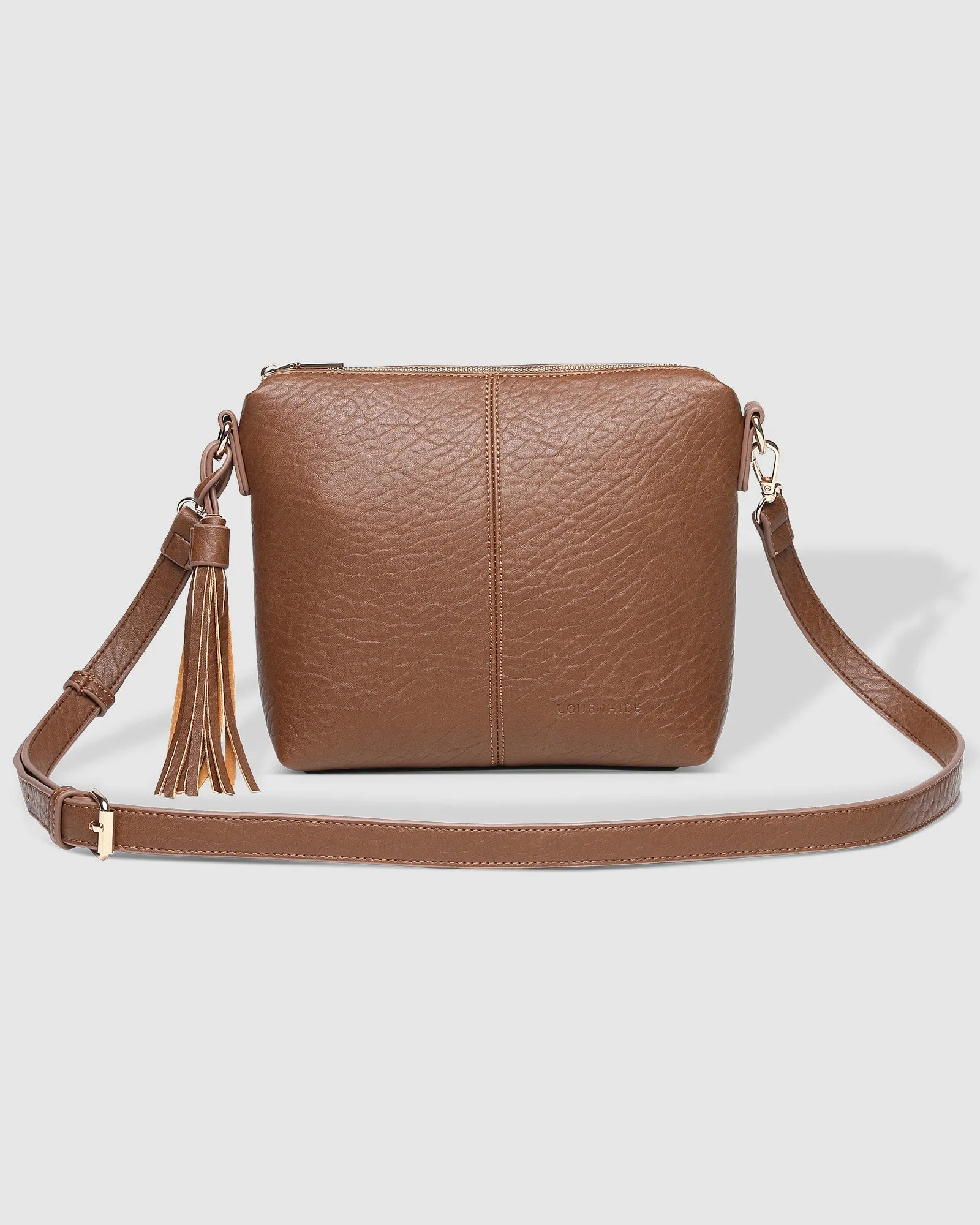 KASEY TEXTURED CROSSBODY BAG WITH LOGO STRAP COCOA
