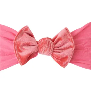 Kate Velvet Bow Headwrap - Vintage Coral