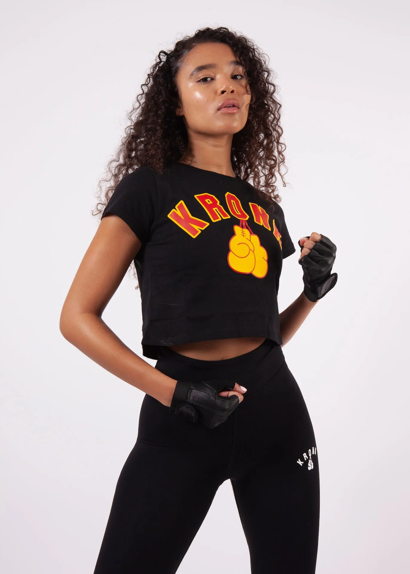 KRONK Gloves Cropped T Shirt Black