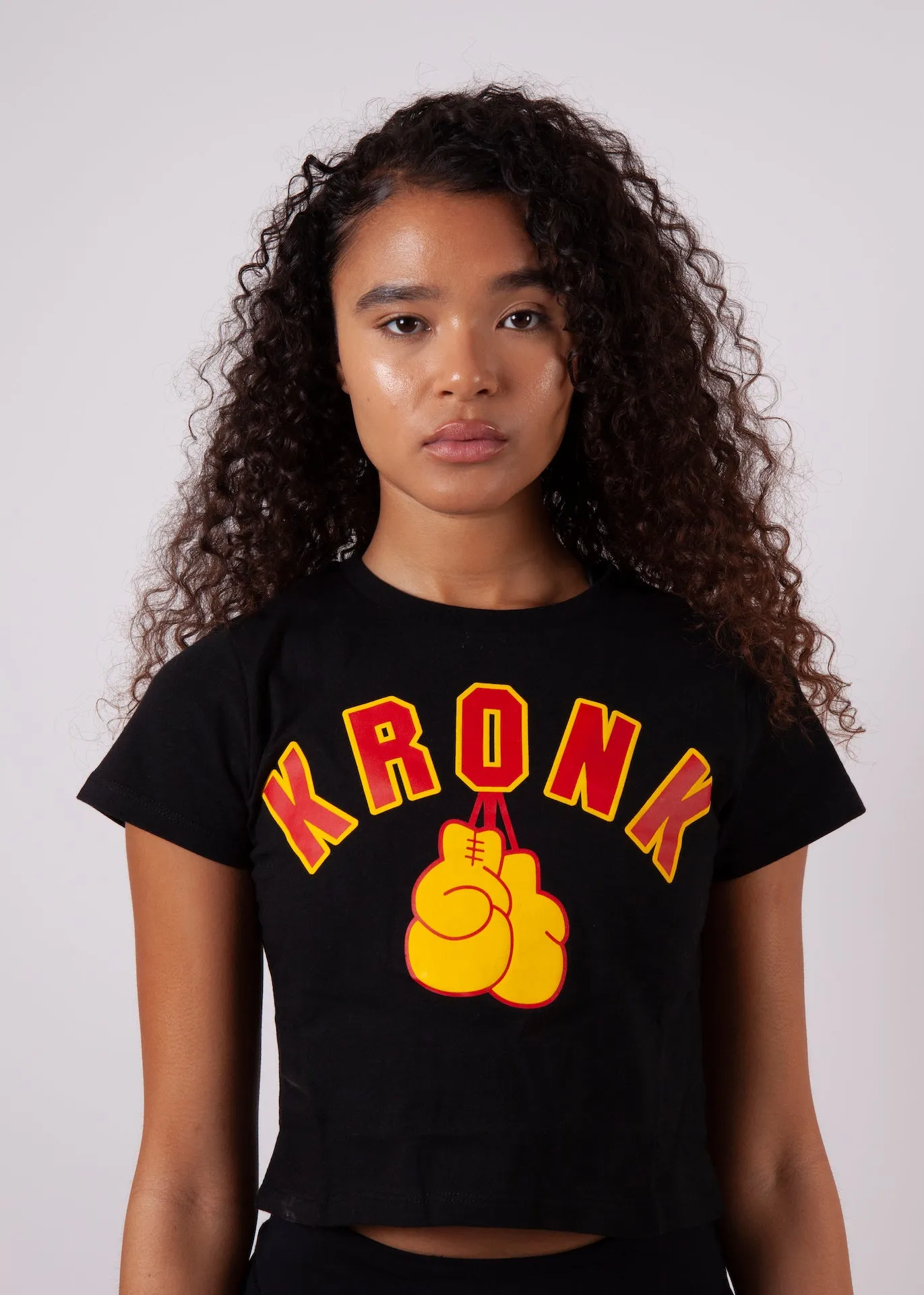 KRONK Gloves Cropped T Shirt Black