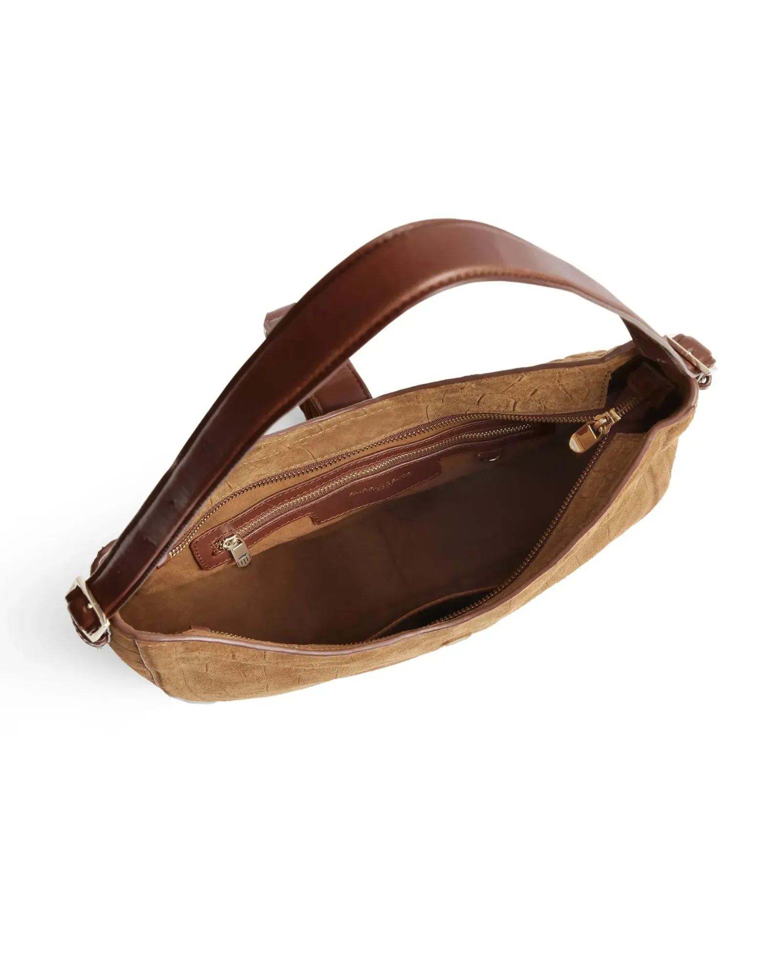 Langham Hobo Bag - Tan Croc Print Suede