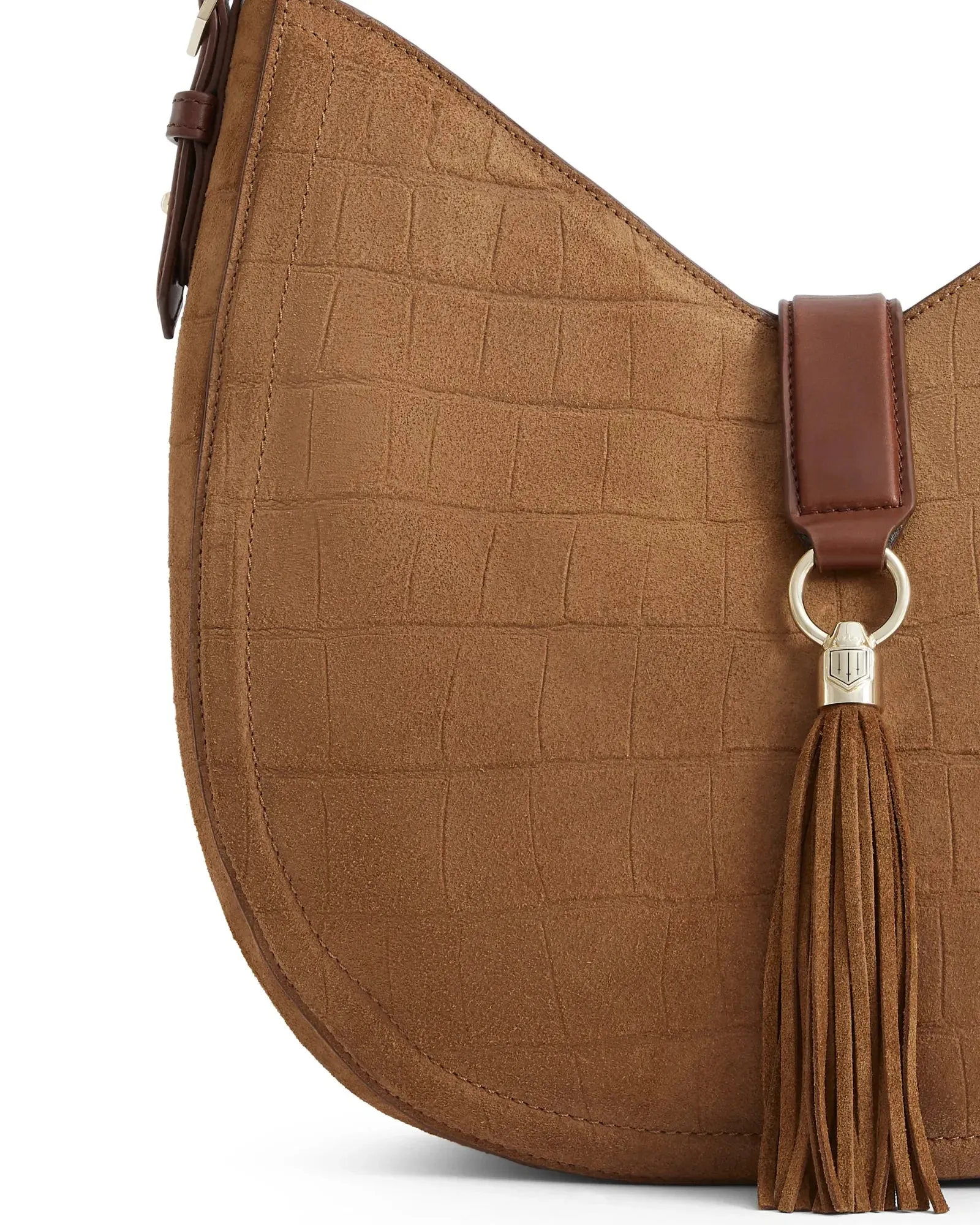Langham Hobo Bag - Tan Croc Print Suede