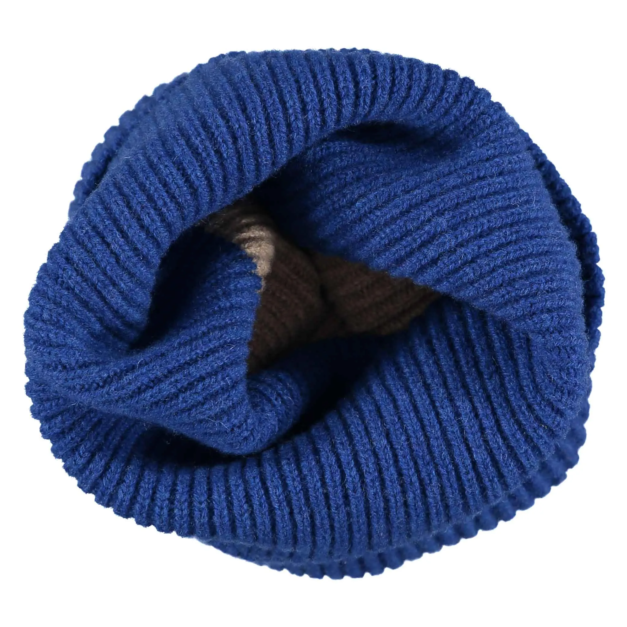 Marine Blue & Soft Brown Lambswool Snood