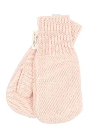 MERINO WOOL KNITTED MITTENS - SOFT PINK