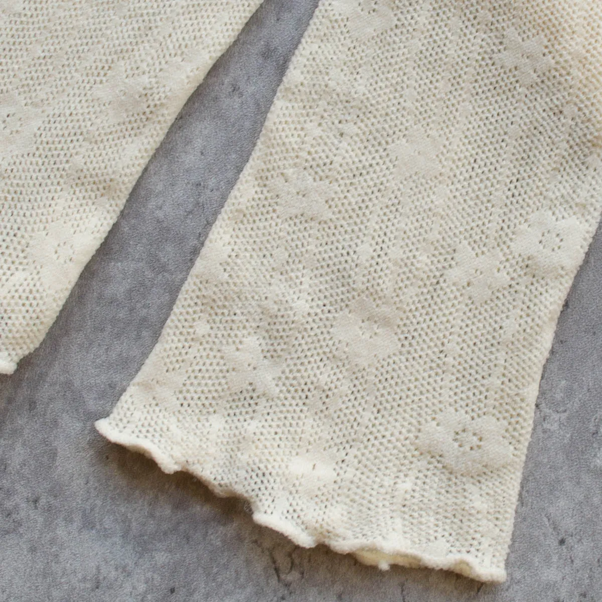 Openwork Floral Knit Socks in Cream
