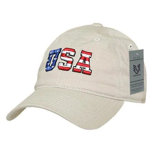 Patriotic USA Flag Embroidered Relaxed Cotton Polo Baseball Dad Caps Hats