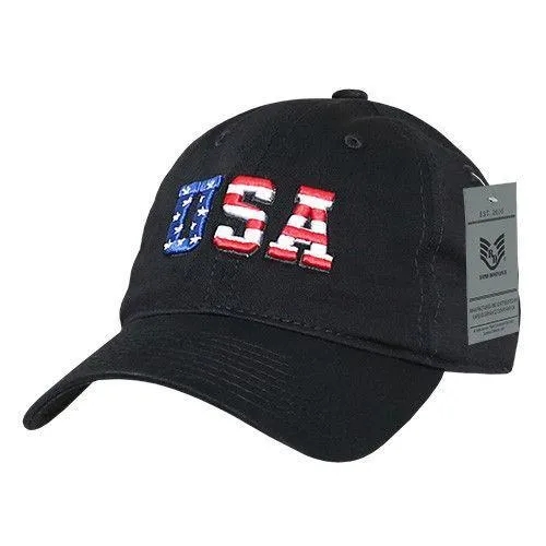 Patriotic USA Flag Embroidered Relaxed Cotton Polo Baseball Dad Caps Hats