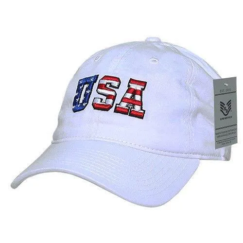 Patriotic USA Flag Embroidered Relaxed Cotton Polo Baseball Dad Caps Hats