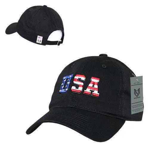 Patriotic USA Flag Embroidered Relaxed Cotton Polo Baseball Dad Caps Hats