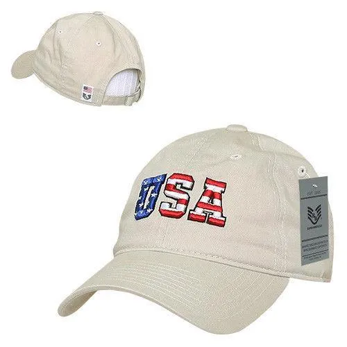 Patriotic USA Flag Embroidered Relaxed Cotton Polo Baseball Dad Caps Hats