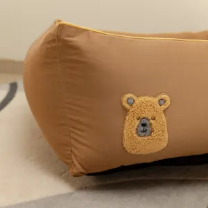 PoochMate OAK BOHO Brown & Canary Yellow Cotton Dog Bed : Teddy