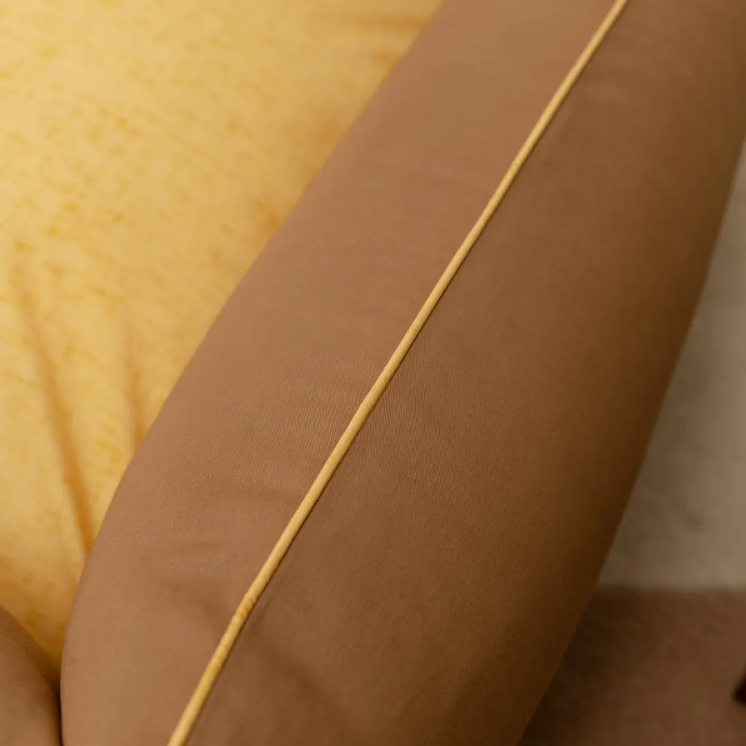 PoochMate OAK BOHO Brown & Canary Yellow Cotton Dog Bed : Teddy