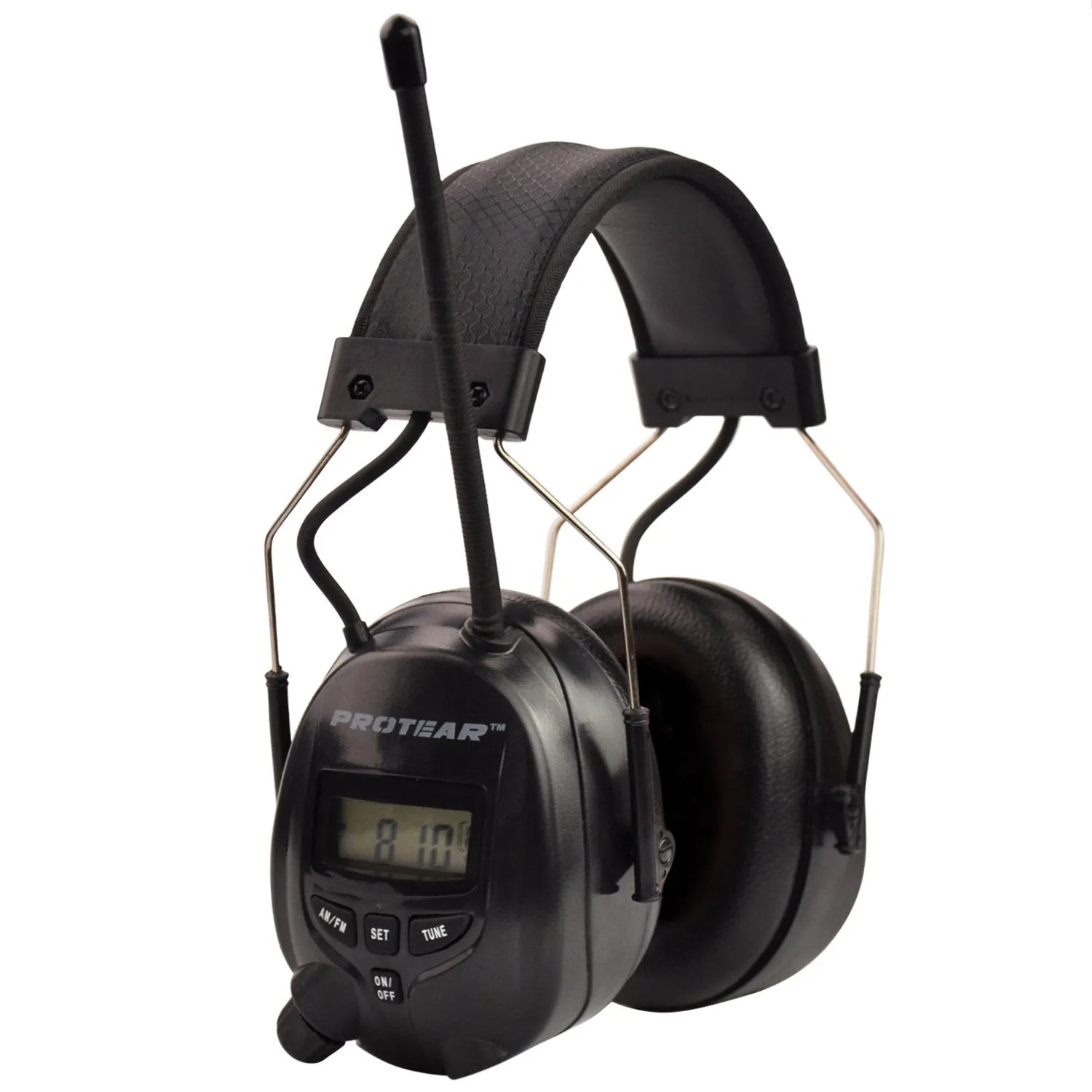 Protear Radio Headphones Hearing Protector Safety Earmuffs AM/FM Electronic Noise Reduction Rate 25dB for Mowing Working-Black