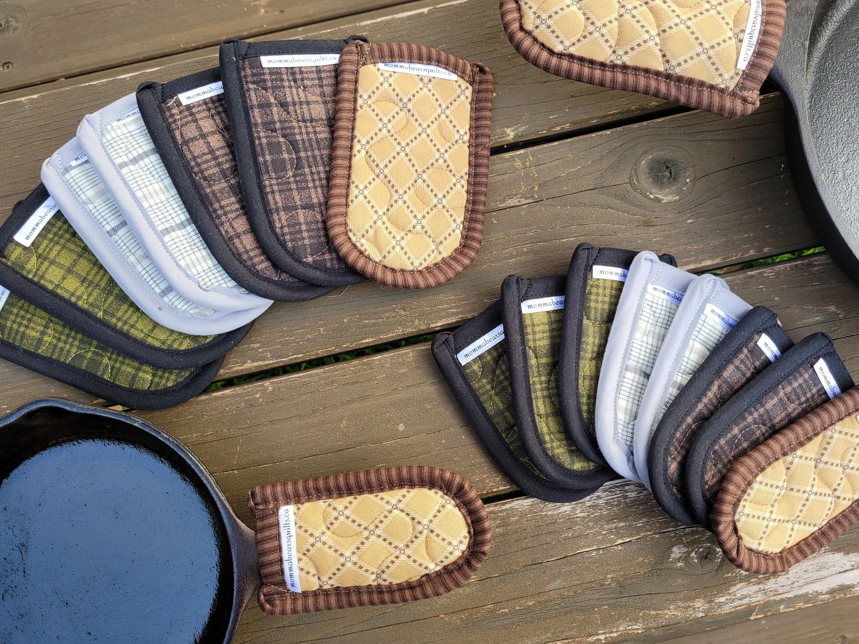 Quilted Handle Cover for Cast Iron Skillet, two sizes
