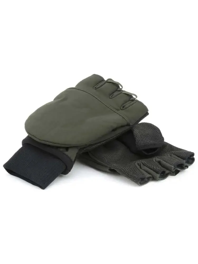 SEALSKINZ Gloves - Windproof Cold Weather Convertible Mitt - Olive Green & Black