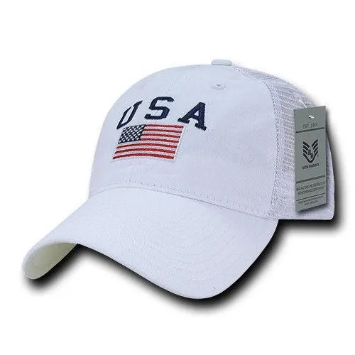 USA US Flag Patriotic Relaxed Fit Trucker Cotton Baseball Caps Hats