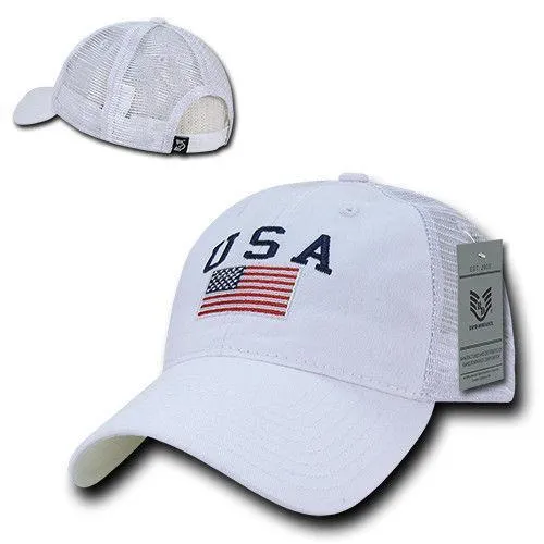 USA US Flag Patriotic Relaxed Fit Trucker Cotton Baseball Caps Hats