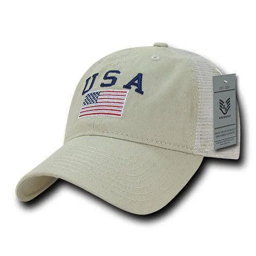 USA US Flag Patriotic Relaxed Fit Trucker Cotton Baseball Caps Hats