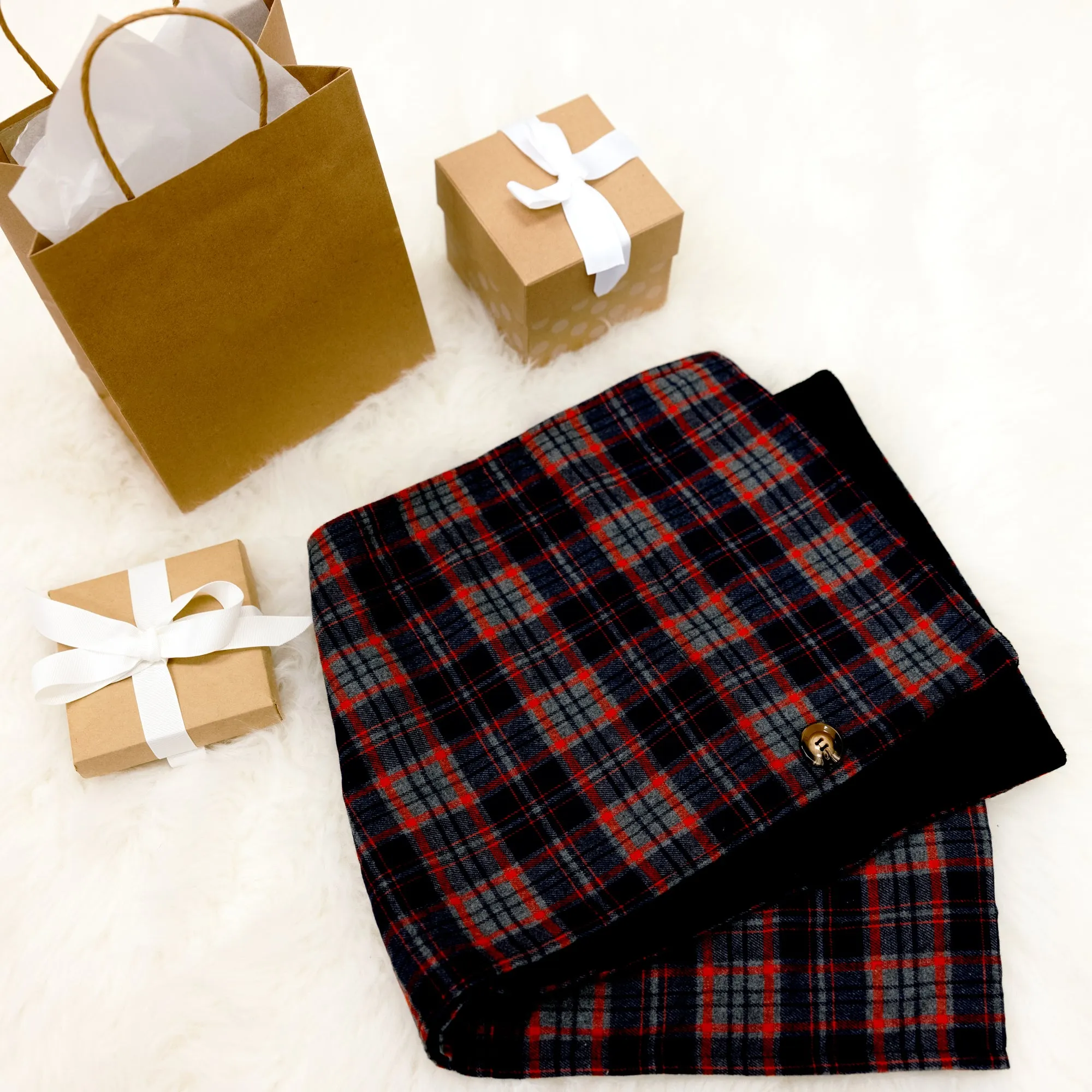 Warm Plaid 58.5" x 11" Flannel Pocket Scarf