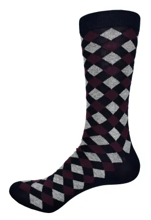 ZV253 Burgundy Medium Argyle Sock