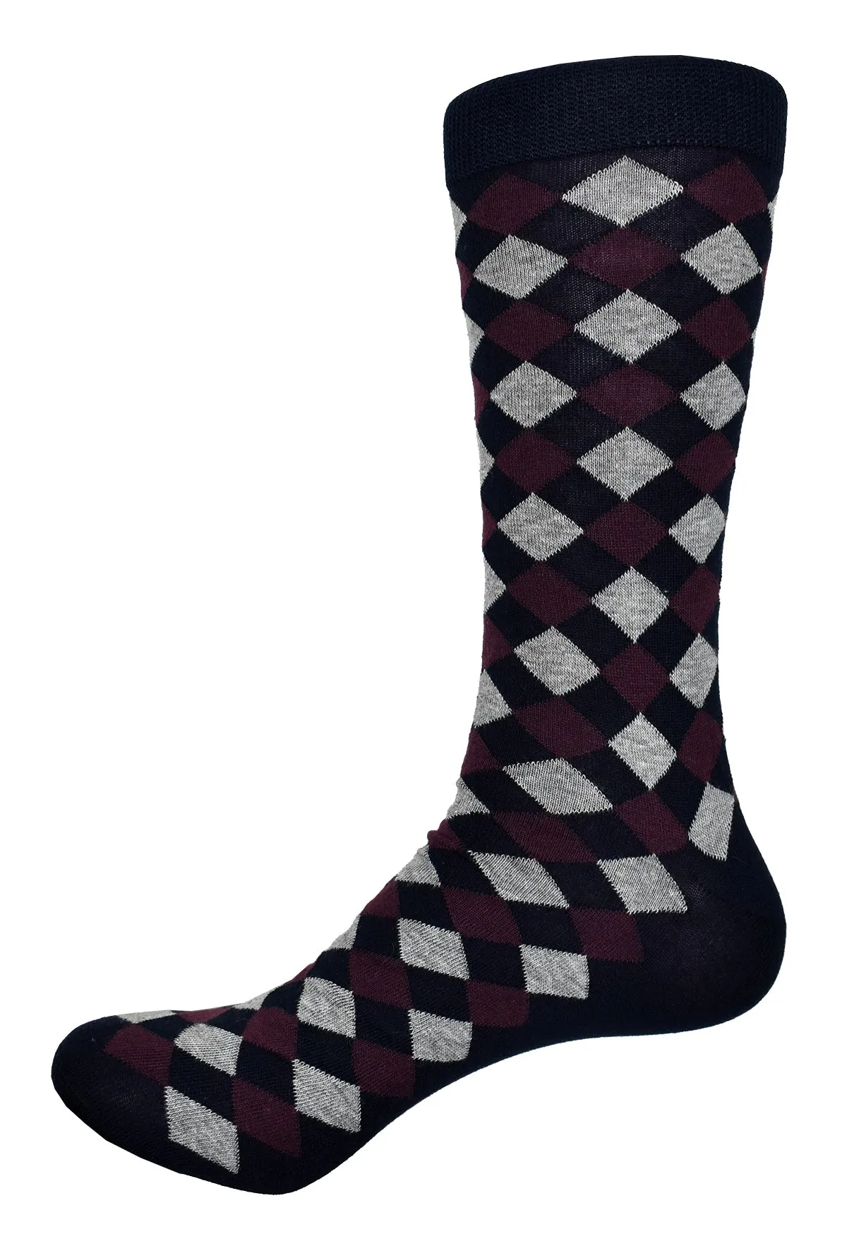 ZV253 Burgundy Medium Argyle Sock